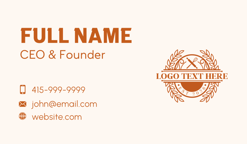 Bakery Pastry Cafe Business Card